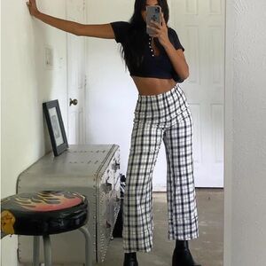 Princess Polly Black and White Plaid Wide Leg Pants